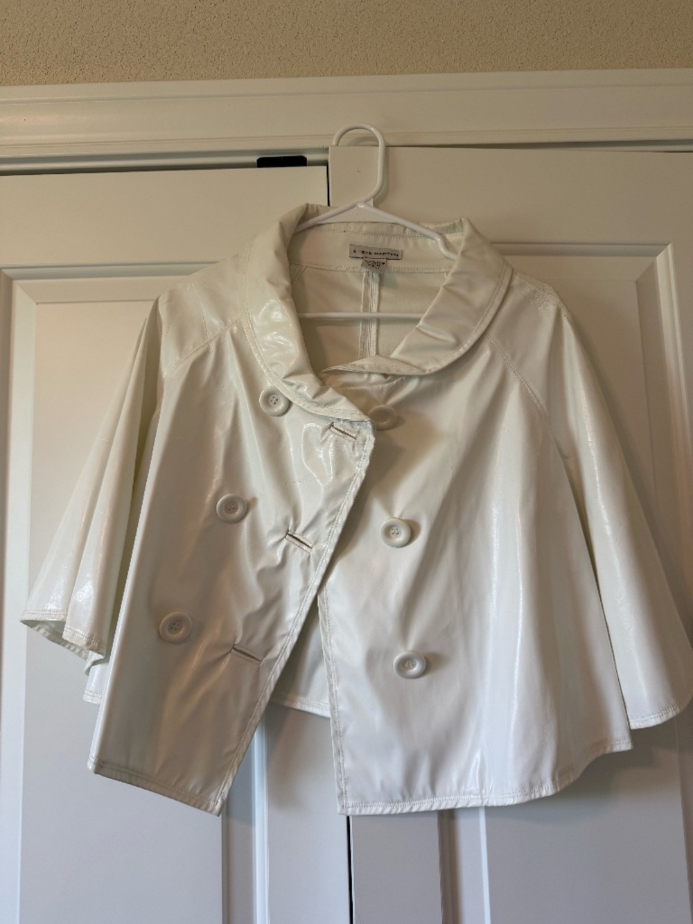 Steve Madden White Crop Swing Raincoat